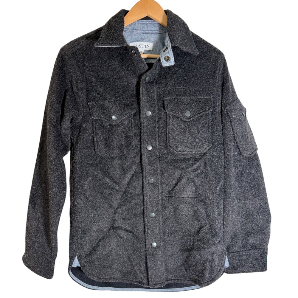 Gustin Men's Plush Button Down Shirt Shacket Sample Gray XS